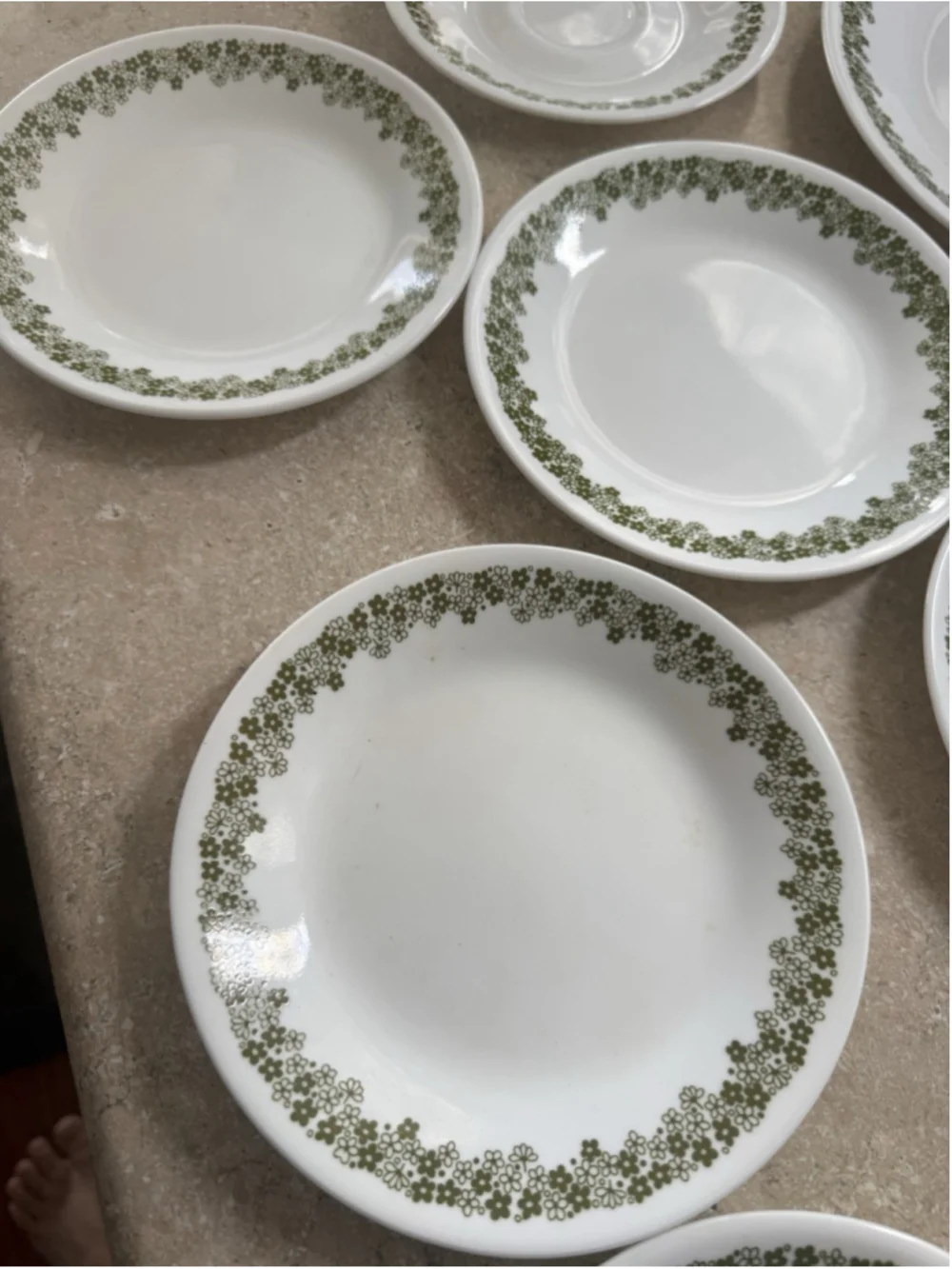 SET 10 Vintage Corelle Crazy Daisy SpringBlossom 1 Dinner 1 Saucer 8 Salad Plate